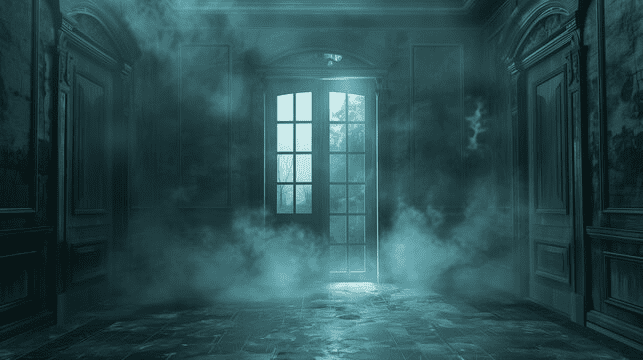 A foggy, mysterious-looking street at night, evoking the mood of an urban legend.