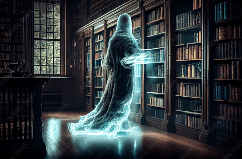 The grand, historic interior of a library, representing the Julia Ideson Library.