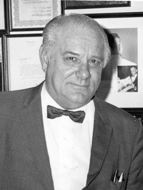 A portrait of Fred Hartman, the newspaper editor for whom the bridge is named.